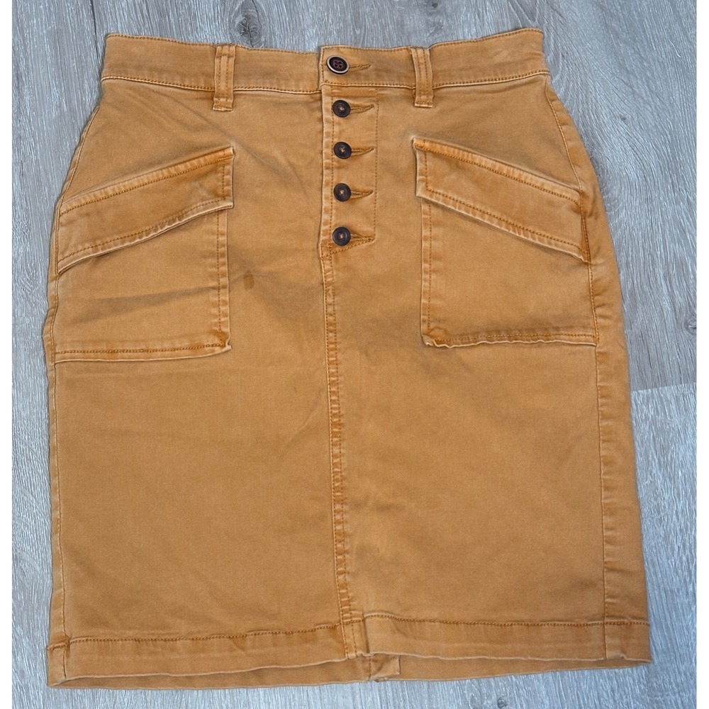 Pilcro and the Letterpress Anthropologie Button‎ Front Cargo Skirt Ochre Sz 00